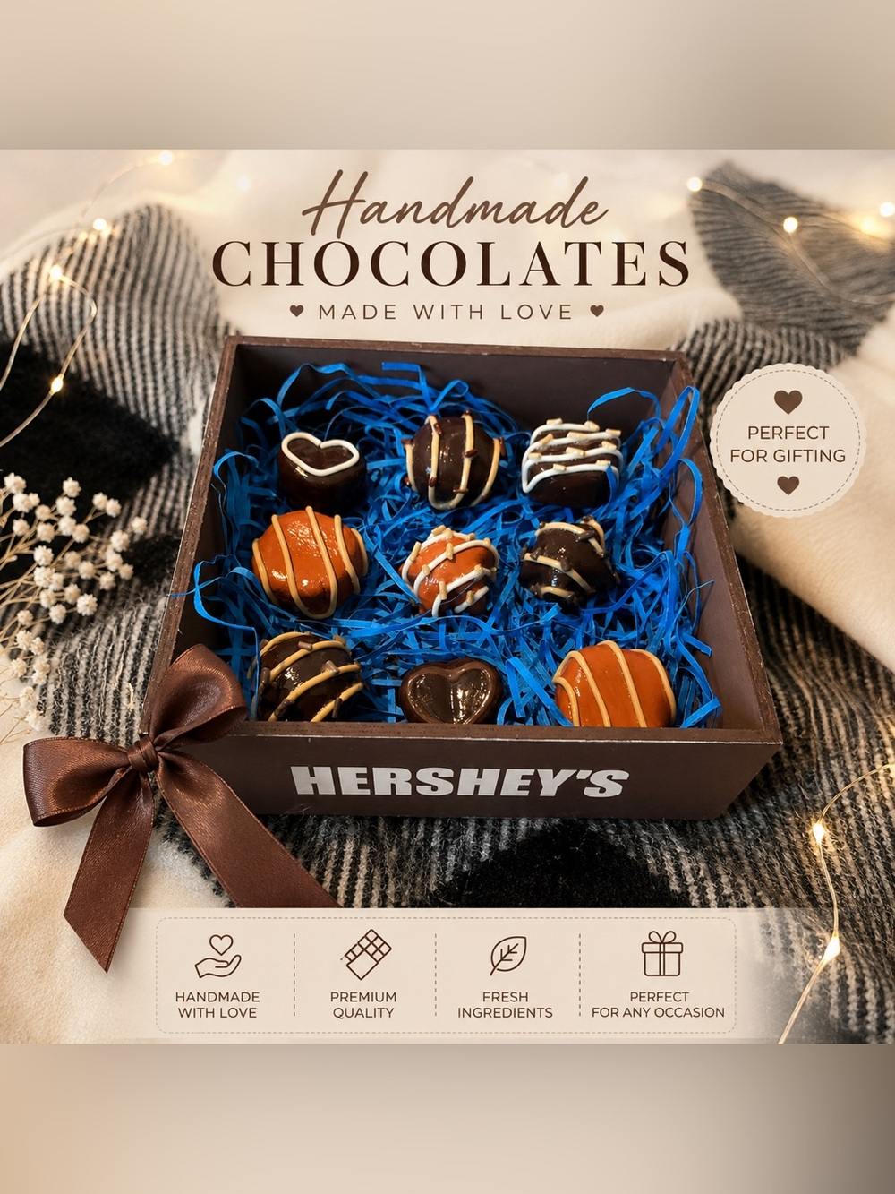 Faux Chocolates in Wooden Box | Decorative Candy Display | Non-Edible Fall